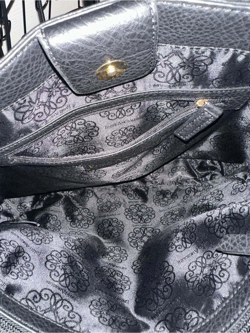 Enzo Angiolini Black Leather Shoulder Bag W/ Studded accents. Hard To Find